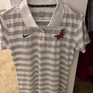 Nike White and Black Striped Polo